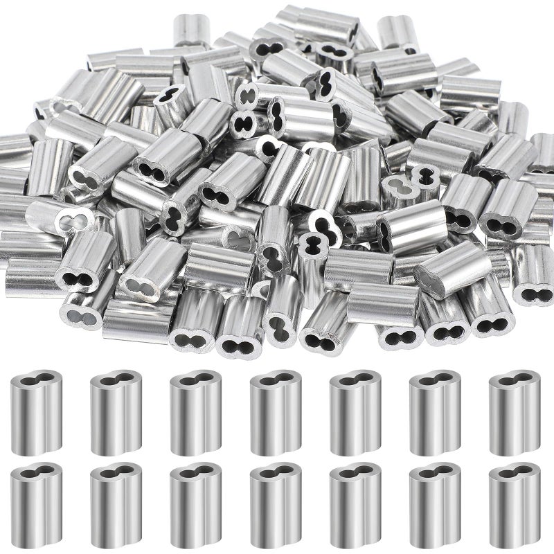 Yaocom 200 قطعة من Yaocom 1/8 بوصة من الألومنيوم مع حلقات تجعيد وحلقات سلكية وأكمام حبل سلكية بقطر 1/8 بوصة وأطراف خط الكابل - Image 1